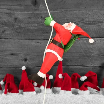 

Behogar Merry Christmas Xmas Santa Claus Climbing Rope Ladder Drop Ornament Decoration for Home Office Shop Window Party Decor