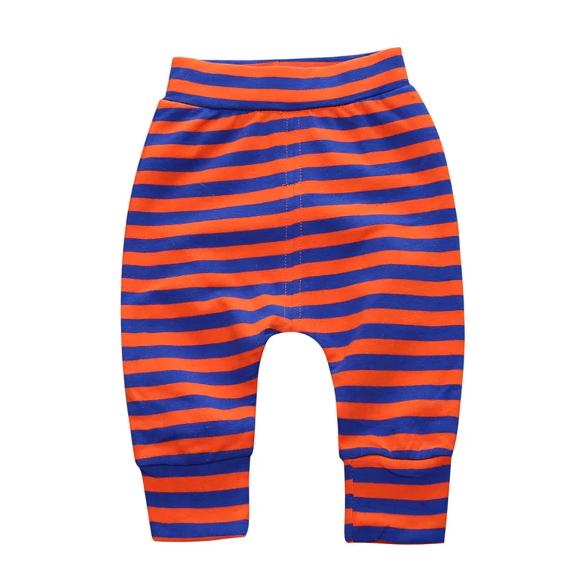 Модные штаны-шаровары Штаны для маленьких мальчиков и девочек длинные штаны с высокой талией одежда для малышей детские шаровары Одежда в полоску штаны - Цвет: striped orange