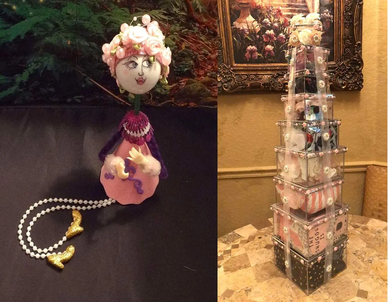 2M 핑크 로즈 진주 잎 스트링 비즈 화환 리본 웨딩 파티 홈 공예 장식 DIY 액세서리 선물 포장