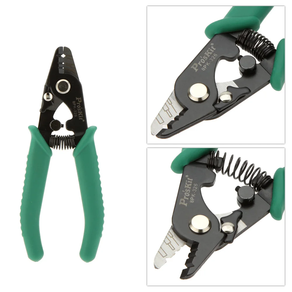 

Proskit 8PK-326 clamp Fiber Stripping Pliers 8PK-326 Tri-Hole Fiber Optic Stripper 8PK-326 FTTH FIber Wire Stripper