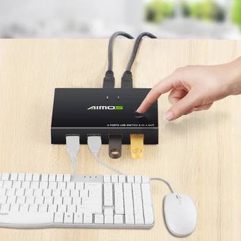 

Multi-functional Classic USB 2.0 Peripheral Sharing Switch Durable Practical Selector 2 PCs Sharing 4 USB Devices