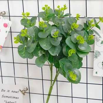 

Silk Leaf Eucalyptus Artificial Green Leaves for Wedding Decoration DIY Wreath Gift Scrapbooking Craft Fake Flower