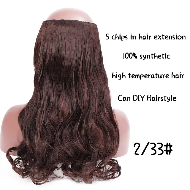 SHANGKE Synthetic 24-Inch Straight Clip in Hair Extensions Heat Resistant Wavy Hairpiece High Temperature Fiber False Hair 901-2M33