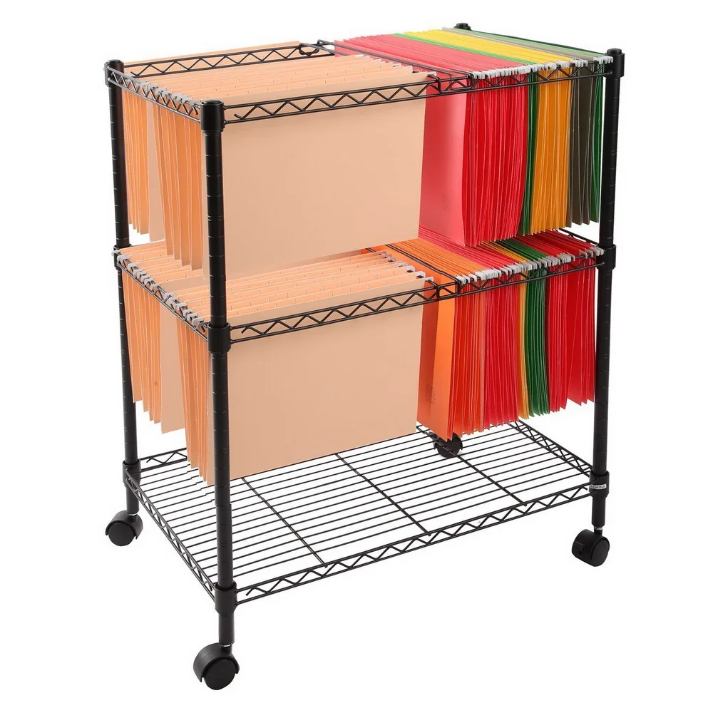 

Mobile File Cart Wire Metal Rolling Letter File Carts with Swivel Wheels,Compact Swivel File Storage Organizer Shelf Cart Cabine