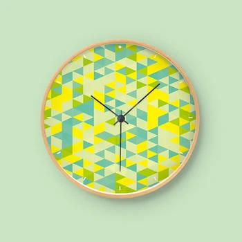 

Modern Silent Circular Gradient Color Picture Wall Clock Design Wooden Frame Electronic Clock Living Bedroom Wall Clock Decor