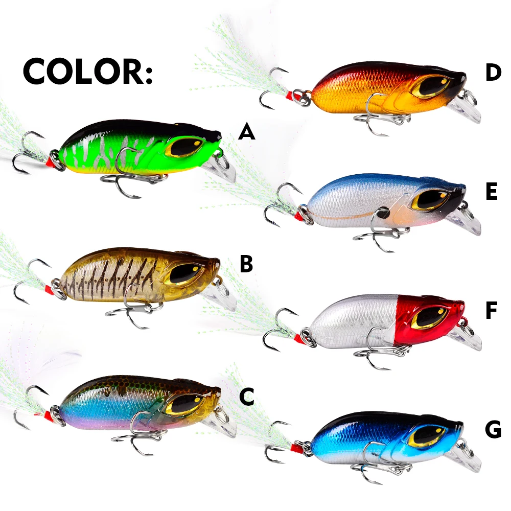 VALHALLA 1pc Minnow Fishing Lures 5cm 8g Mini Floating Crankbaits  Artificial Hard Baits With Feather Hook Bass Fishing Tackle