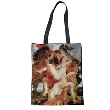 Известный Ван живопись женские парусиновые сумки для покупок Повседневная Экологичная, вместительная сумка с большим плечом универсальная летняя дамская сумочка с маслами Bolsas