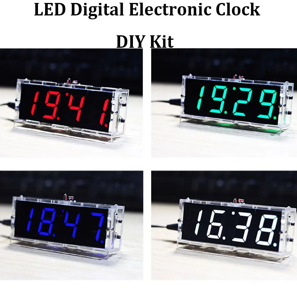 LED Digital Electronic Clock DIY Kit Light Control Transparent Case NEW Red C2X3 Production Suite Learing | Дом и сад