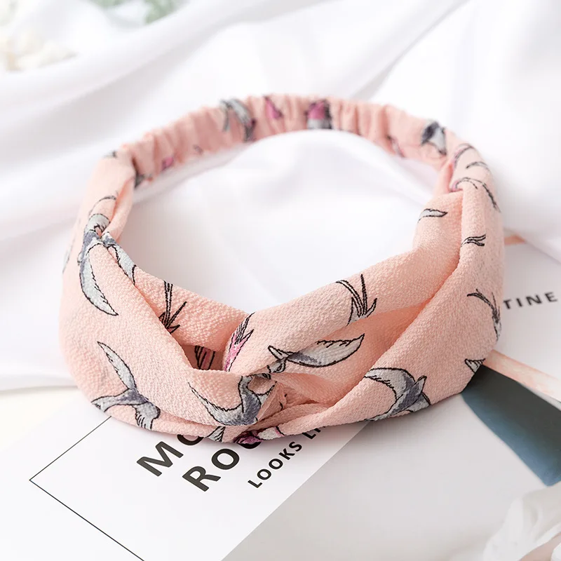 

Swallow Pattern Women Cross Hair Belt Headbands Hairband cute birds animal print Headwrap ins style