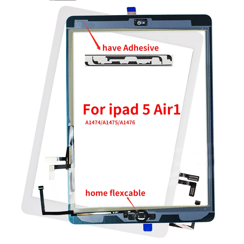 Для iPad Air1 для 5 Gen A1474 A1475 A1476 сенсорный экран дигитайзер клей + домашний flexcable