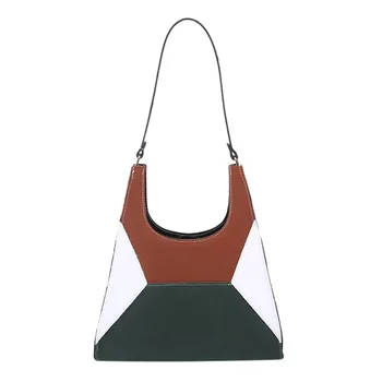 

Women's Color Matching Shoulder Bag Fashion Simple Handbags 2019 New Tote Bag Woman Shoulder Package1112#C