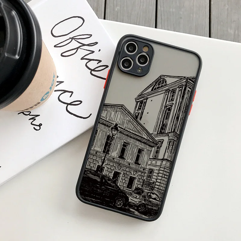 Architectural Black Lines Artistic Phone Case - Stylish Back Building Cover