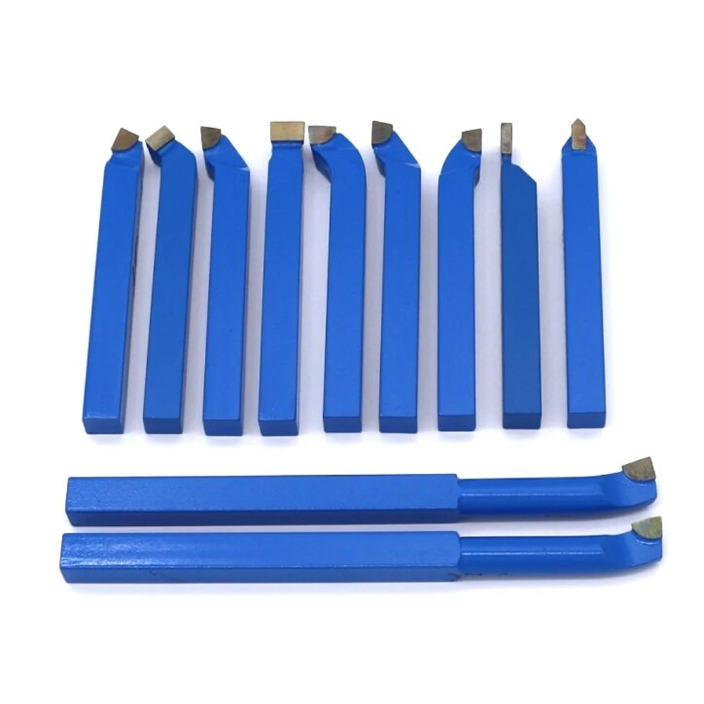 

New 11pcs 8mm 10mm Metal Carbide Welding CNC Lathe Tools Carbide Brazed Tipped Cutter Tool Bit Cutting Kit Turning Tool Holder
