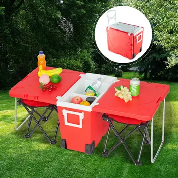 

Upgraded Portable Picnic Table Folding Incubator Outdoor Picnic 28L Large Capacity Storage Container Food Refrigerator