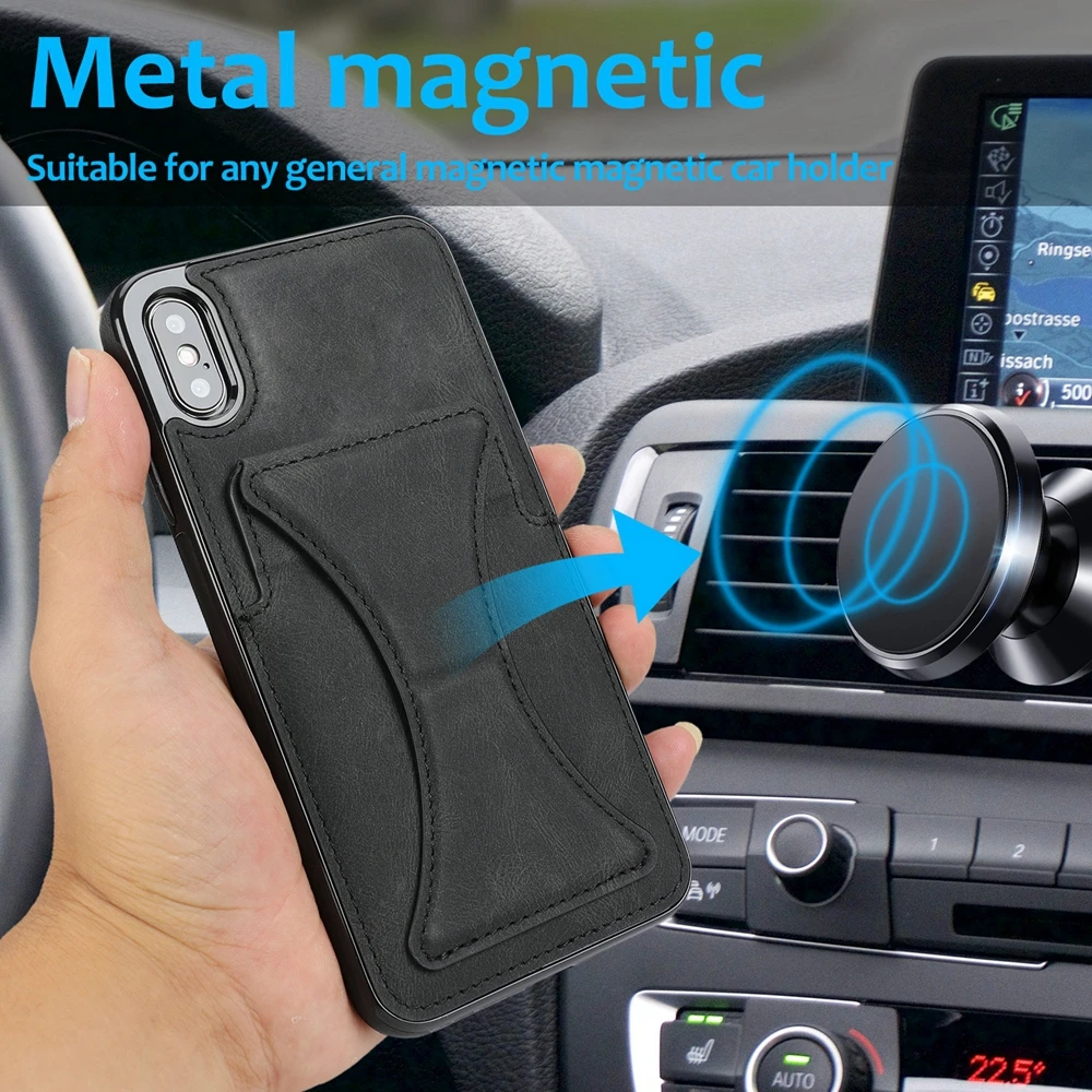 Luxury Wallet Card Slot PU Leather Phone Case for iPhone 11 12 Pro Max 13 Mini SE 2 X Xs Xr 7 8 Plus Magnetic Fold Stand Cover