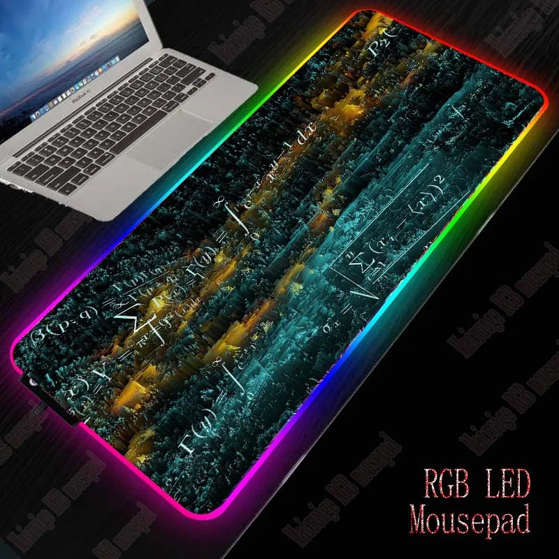 Mairuige Mathematics RGB Gaming Large Mouse Pad Gamer Computer Mousepad with Led Backlight Carpet f
