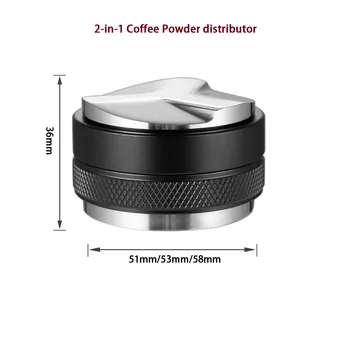 

2-in-1Coffee Tamper 51/53/58mm Adjustable Height Powder Hammer Coffee Distributor for Portafilter flat and three-blade base