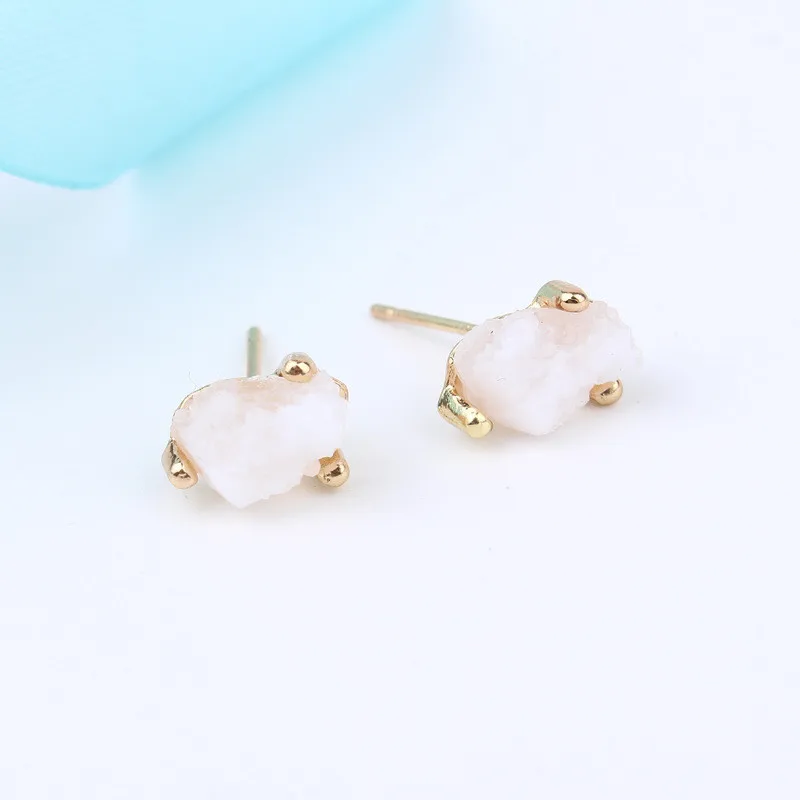 Simple Little Cute Bijoux Female Piercing Earrings For Women Jewelry Trendy Irregular Druzy Resin Small Stud Earrings Gift J101 (3)