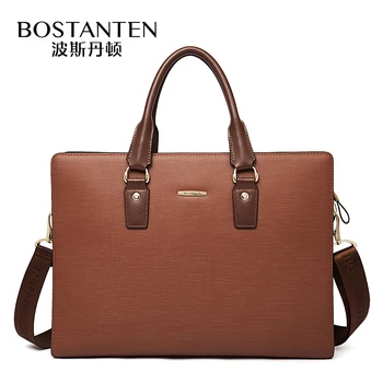 

BOSTANTEN Genuine Leather Men Handbags Laptop Briefcase Male Cowhide Crossbody Bag Men's Travel Bags 13 inch Computer Bag Tote