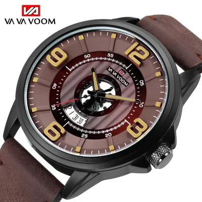 

Sport Men Quartz Watch Leather Strap Wristwatch for men Military Casual Watches mens Business Relogio Masculino VAVA VOOM