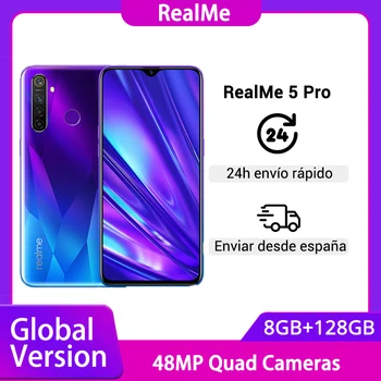 Перейти на Алиэкспресс и купить Глобальная версия realme 5 Pro R5 Pro 8 ГБ 128 Гб Смартфон Snapdragon 712AIE 48MP Quad Camera 6,3 ''мобильный телефон VOOC 20 Вт 4035 мАч