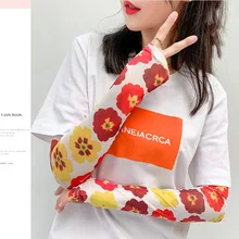 Стиль, солнцестойкая вискоза, манжета, летняя, тонкая, длинный, ледяной рукав, женская, для улицы, УФ-защита, сетка, красный, ледяной рукав