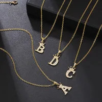 XUAN NGAN yeni tasarım 26 mektuplar A-Z taç İlk alfabe kolye kolye Cut altın tek kolye kadınlar için kolye takı