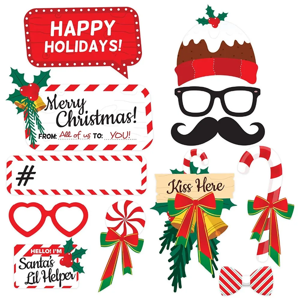 38Pcs Christmas Photo Props Message Board Party Funny Glasses Decoration Christmas Decoration Photo Props KS18 (2)