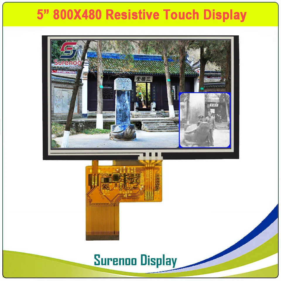 Resistive Touch 5," 800X480 4-проводной резистивный/межсоединений интегральных схем I2C емкостный сенсорный экран 40P_RGB на тонкопленочных транзисторах на тонкоплёночных транзисторах ЖК-дисплей модуль Дисплей монитор Панель Экран - Цвет: Resistive Touch
