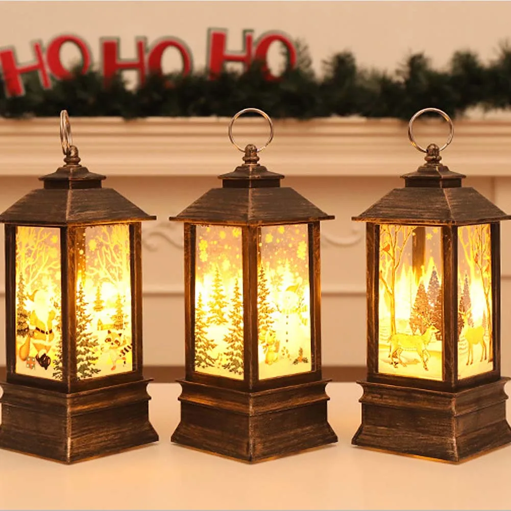 

Christmas Decorations For Home Lantern Led Candle Light Glowing Deer Snowman Lamp Party Ornament New Year Gift