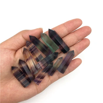 

Beautiful 1pc Natural Rainbow Fluorite Quartz Crystal Point Healing Hexagonal Stone Wand Decoration Natural Quartz Crystals