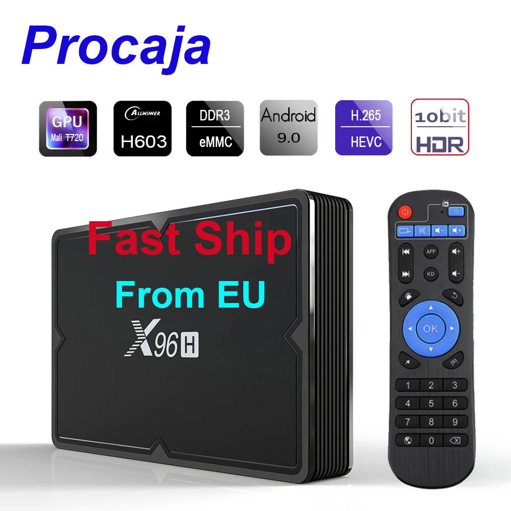 Смарт ТВ приставка Procaja X96H Android 9 0 X96 H TV Box 2 ГБ/4 Гб RAM 16 Гб/32 ГБ/64 ROM H603 четырехъядерный