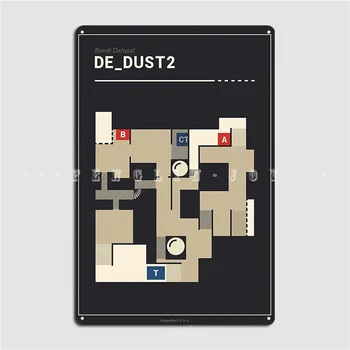 Counter Strike De Dust2 With White Outline Metal Plaque Poster Painting D cor Cinema Living
