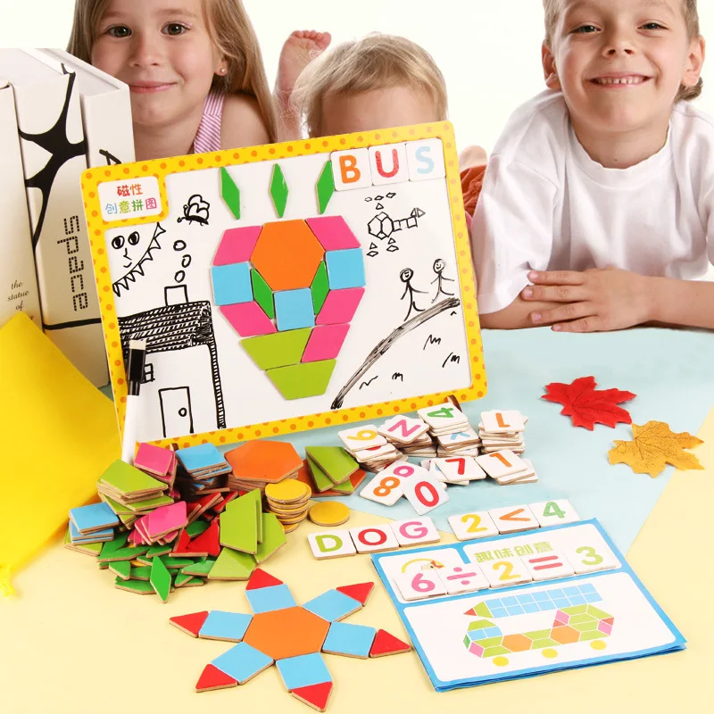 

Magnetic Creative Jigsaw Puzzle Wood Small Drawing Board Young CHILDREN'S Baby Mathematics Computing Shape Cognitive
