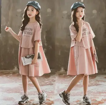 

2020 Korea style girls patchwork dress fashion cotton summer girls dresses 6-11 years F259