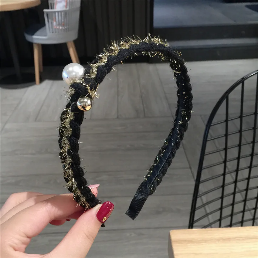 Fashion Korean style Pearl knot hairband Women Girls Fashion Sexy Simple Knitting wool Hair Hoop headwear Hair Accessories