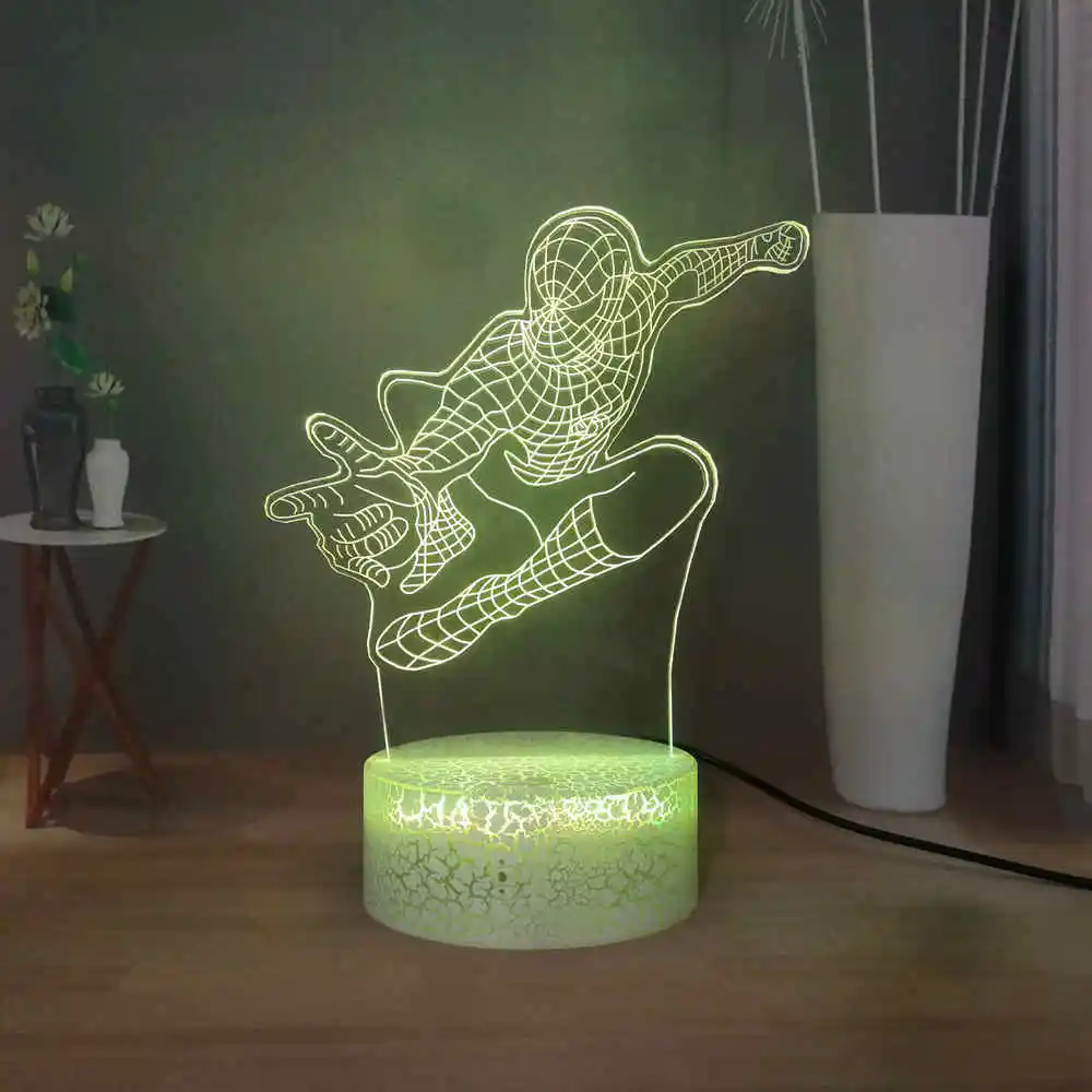 

Spider-Man 3D Stereo Table Lamp Marvel Comic LED Children Night Light RGB Multicolored Desk Lamp Bedside Lamp Kids Presents