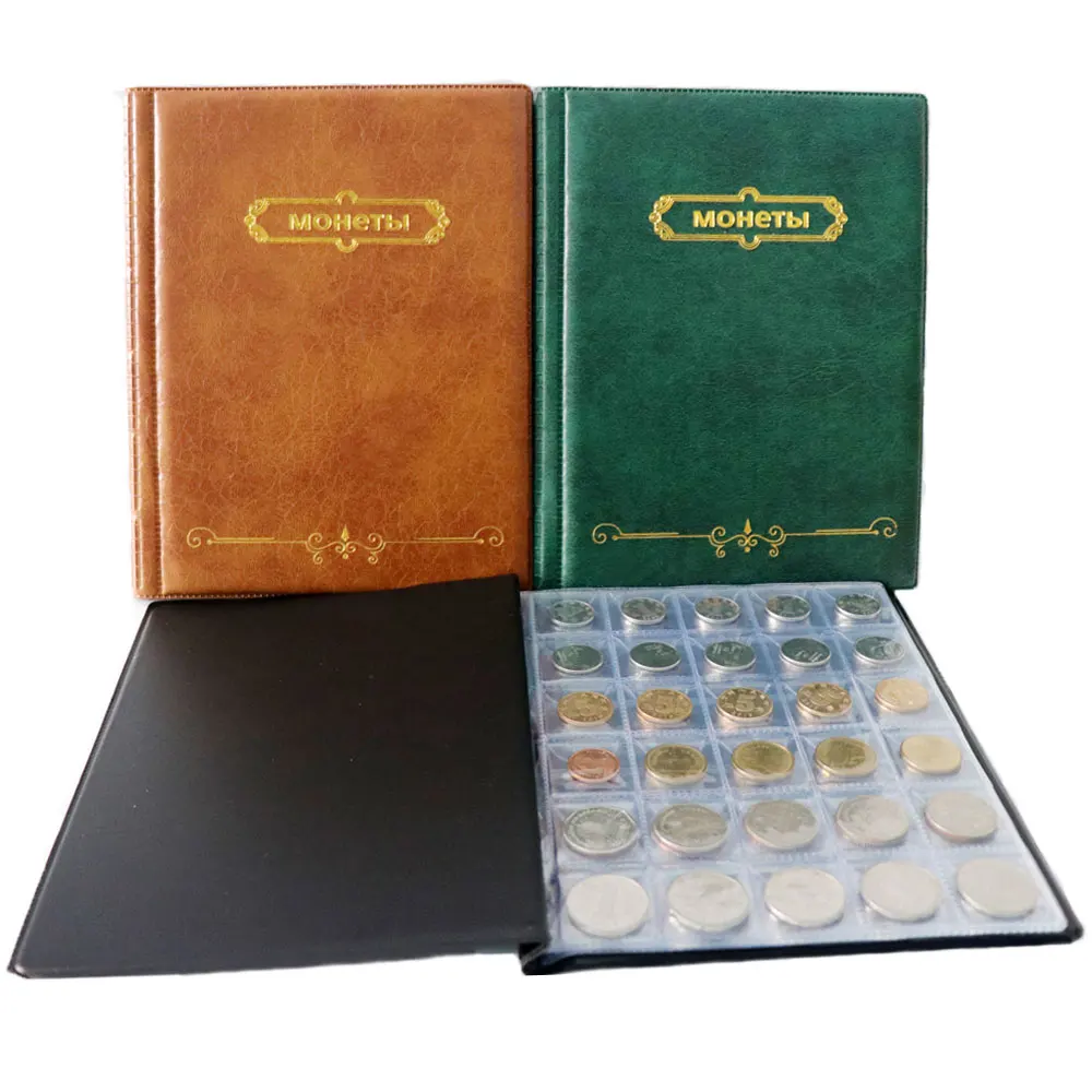 Coin Collection Album PU Leather Album For Coins 10 Sheets 250 Pockets
