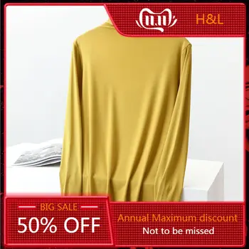 

2020 New Style Modal Half-turtle-neck Base Shirt Women 's Underwear Spring Summer Thin Solid Color Thread Slim Fit Long-sleeve T