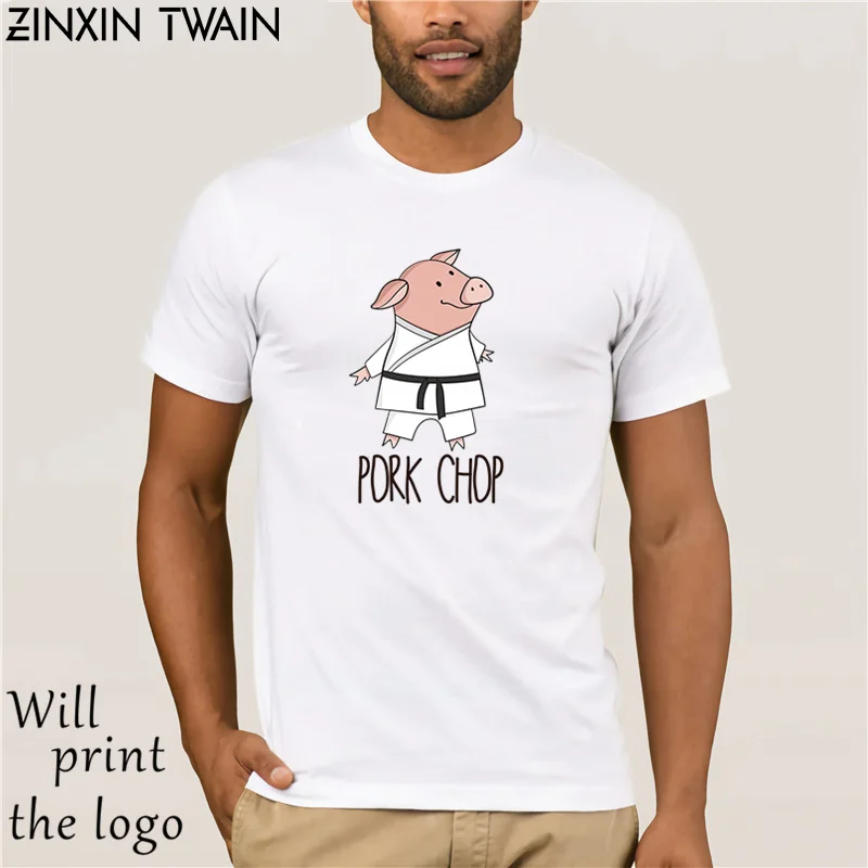Мужская хлопковая футболка с круглым вырезом забавным изображением свиньи