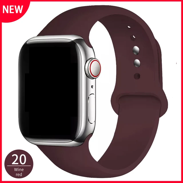 Silicone Strap For Apple Watch Band 42mm 45mm 38mm 44mm 40mm Smartwatch Rubber Sports Watchband Bracelet iWatch series 7 6se 5 4 20 Wine Red