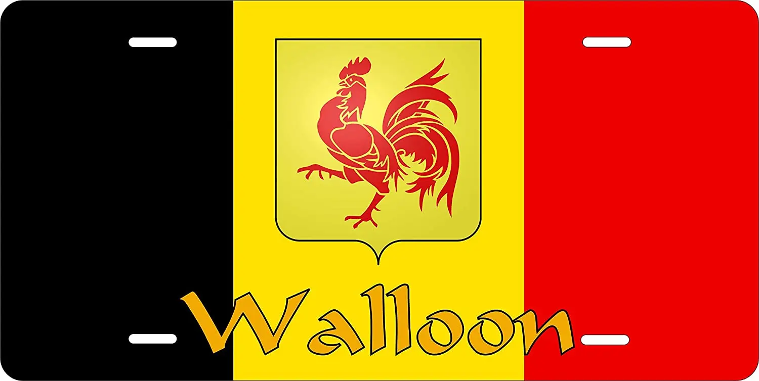 

Walloon Belgium Flag Personalized Custom Novelty Tag Vehicle Car Auto Motorcycle Moped Bike Bicycle License Plate Cover