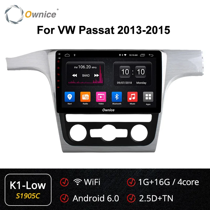 S1905 K1-Low Ownice K1 K2 K3 k5 k6 2Din Android 9,0 8 ядерный автомобильный Радио dvd-плеер для Volkswagen VW Passat 2013- 4G LTE 360 Panorama DSP - Цвет: S1905 K1-Low