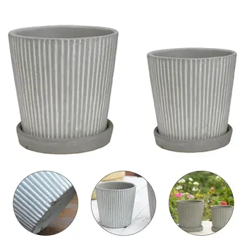 

2pcs Flower Pots Decorative Multi-purpose Modern Style Resin Flower Pot Plant Pot Flower Planter for Outdoor Indoor Garden
