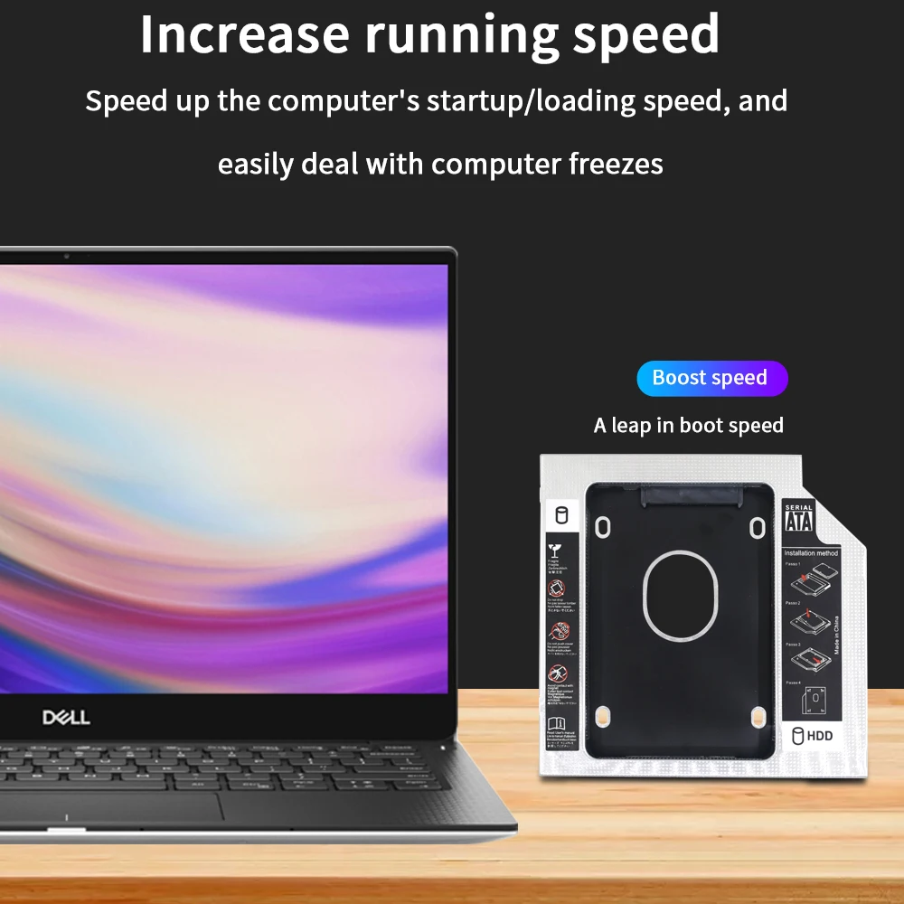 2nd HDD Caddy TISHRIC Aluminum 9.5mm 12.7mm SATA 3.0 Optibay Hard Disk Drive Box Enclosure DVD Adapter Case 2.5 SSD For Laptop