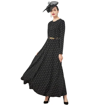 

Autumn Vintage Long Dress Women Buttons Evening Party Long Sleeves Dresses Ladies Maxi Gown Runway Dresses DZ1140