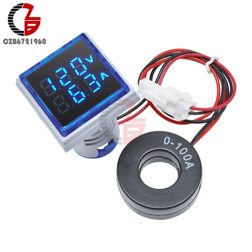 AC 50-500V 0-100A квадратный светодиодный цифровой вольтметр Амперметр 110V 220V Напряжение измеритель тока вольтамметр вольт ампер тестер детектор