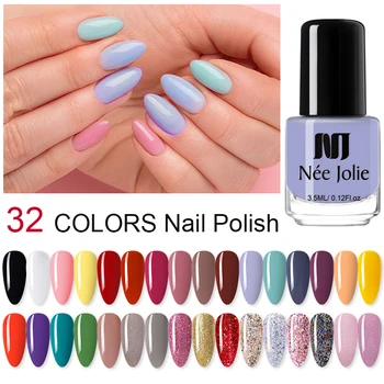 

NEE JOLIE 3.5ml Rose Gold Sequins Nail Polish Colorful Nail Art Polish Solid Color Nail Art Varnish Decoration with Nail Buffer