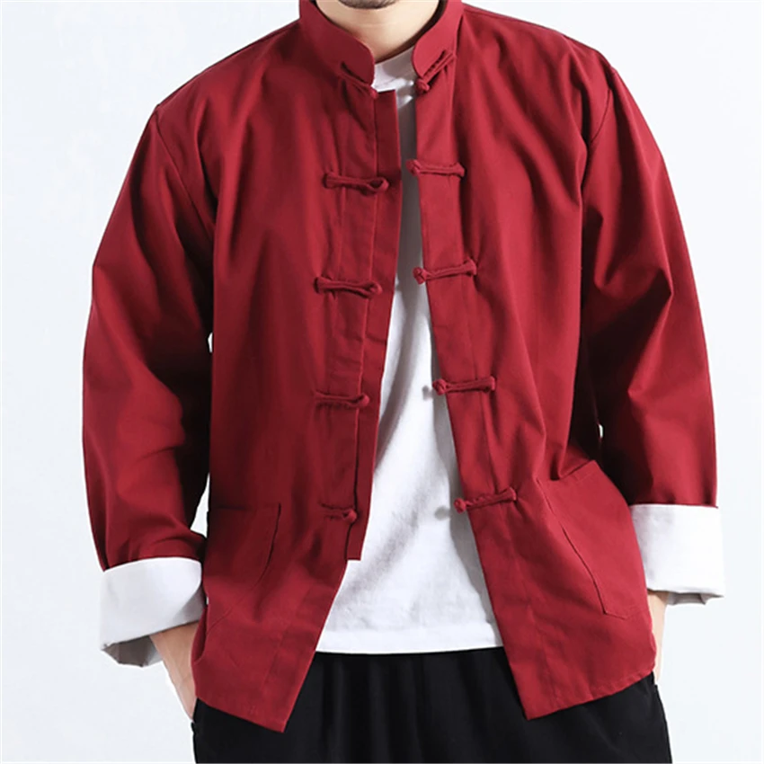 Chinese Shirt Men's Jacket Tangs Suit Wushu Festival Style Chinese Asian Clothes Tea Party Cheongsam Top Traditional China