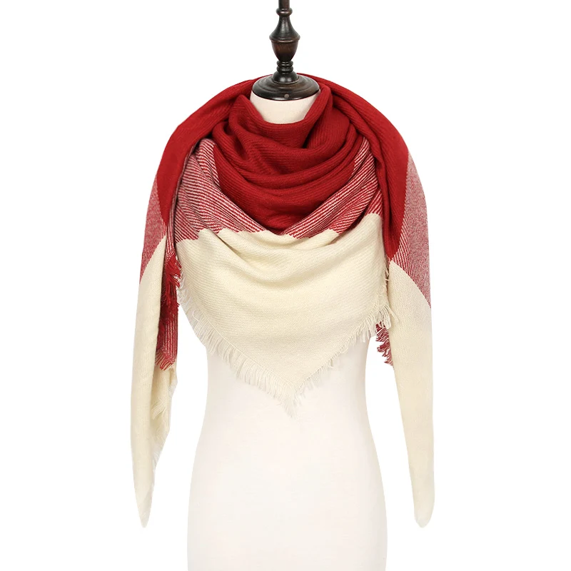 Дизайнер зимний шарф женский кашемировый шарфы платок качество хорошее теплый шерсть шарфы женские,модные плед шарфы платки палантины,большой шарф в форме треугольника 140*140*210CM - Цвет: Color 32